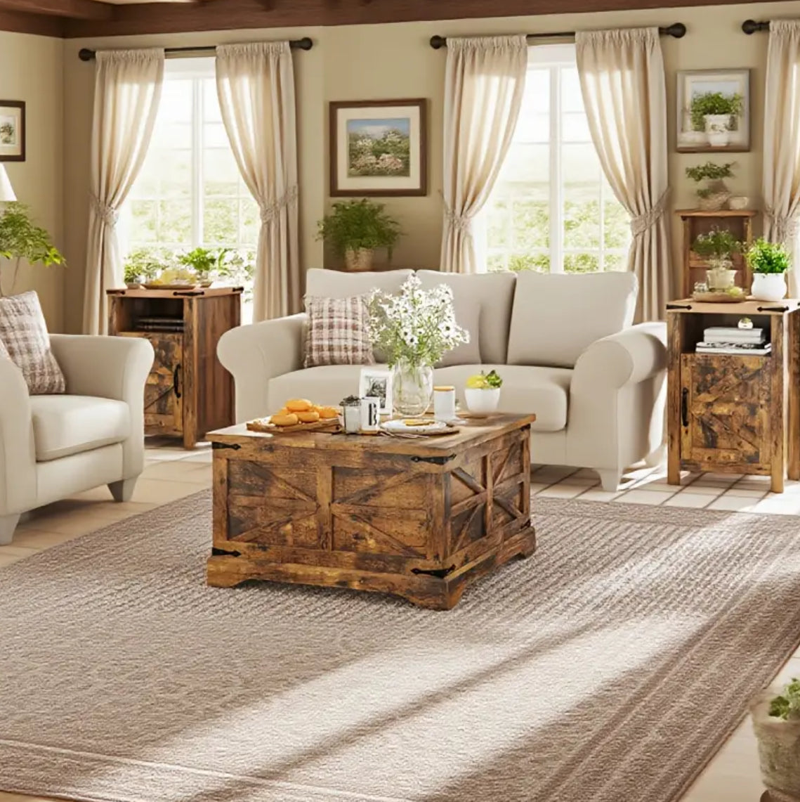 Rustic Hearth 3-Piece Farmhouse Table Set