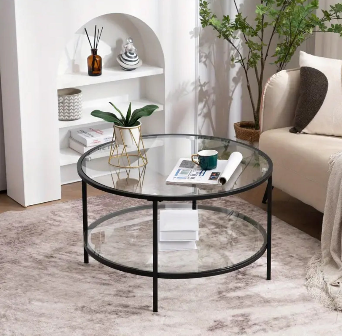 Aurora Round Glass Coffee Table