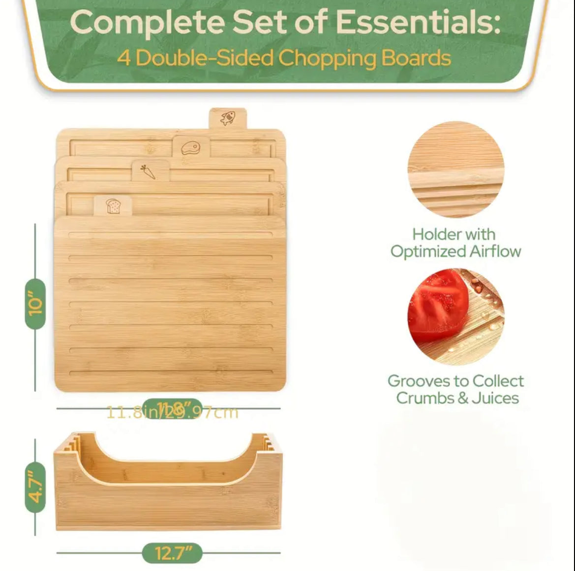 EcoChop 5-Piece Bamboo Cutting Board Set
