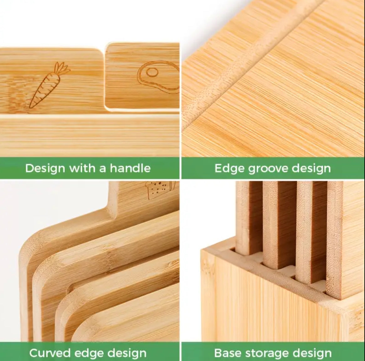 EcoChop 5-Piece Bamboo Cutting Board Set