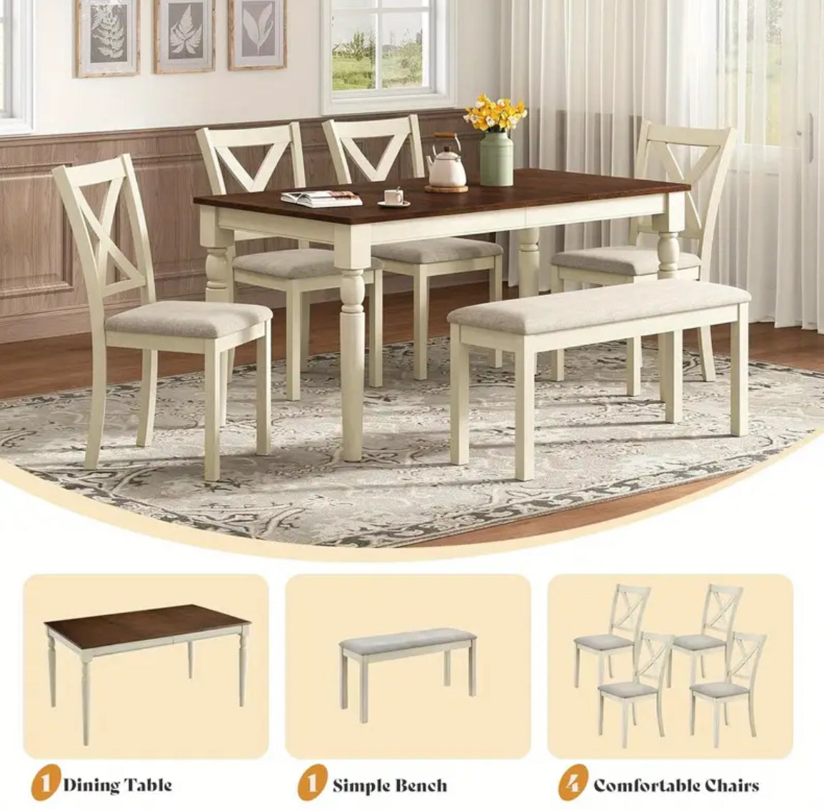 Willow Creek 6-Piece Farmhouse Dining Set