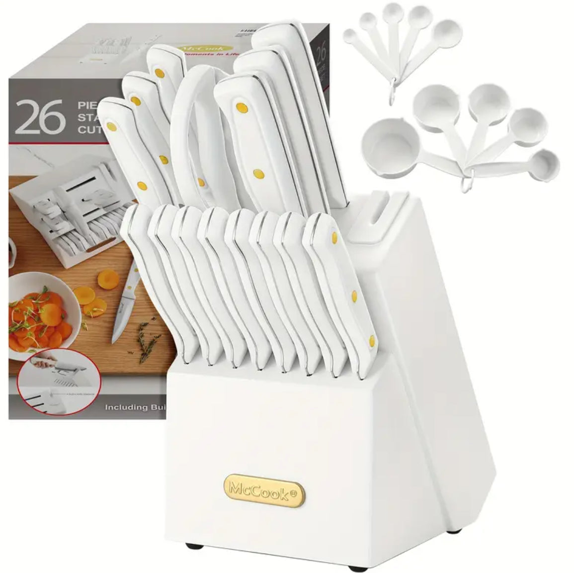 McCook 15-Piece White Knife Block Set