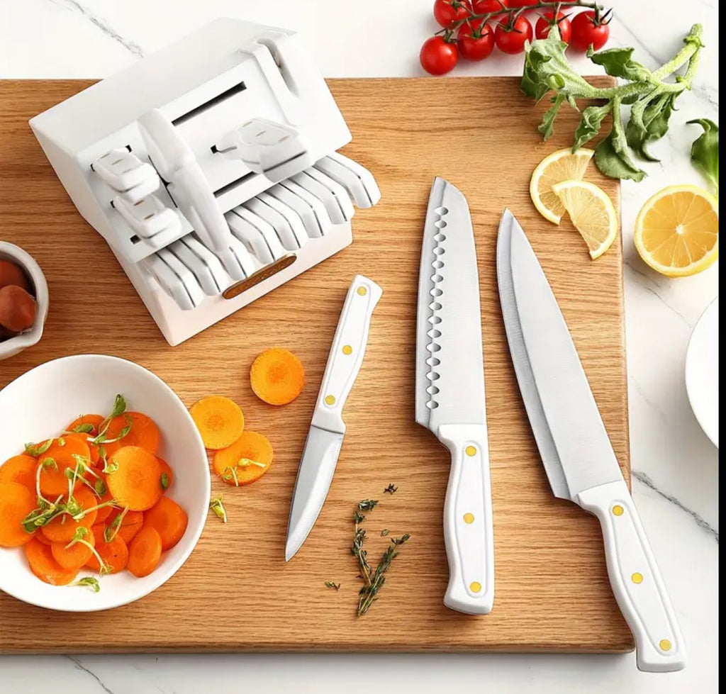 McCook 15-Piece White Knife Block Set