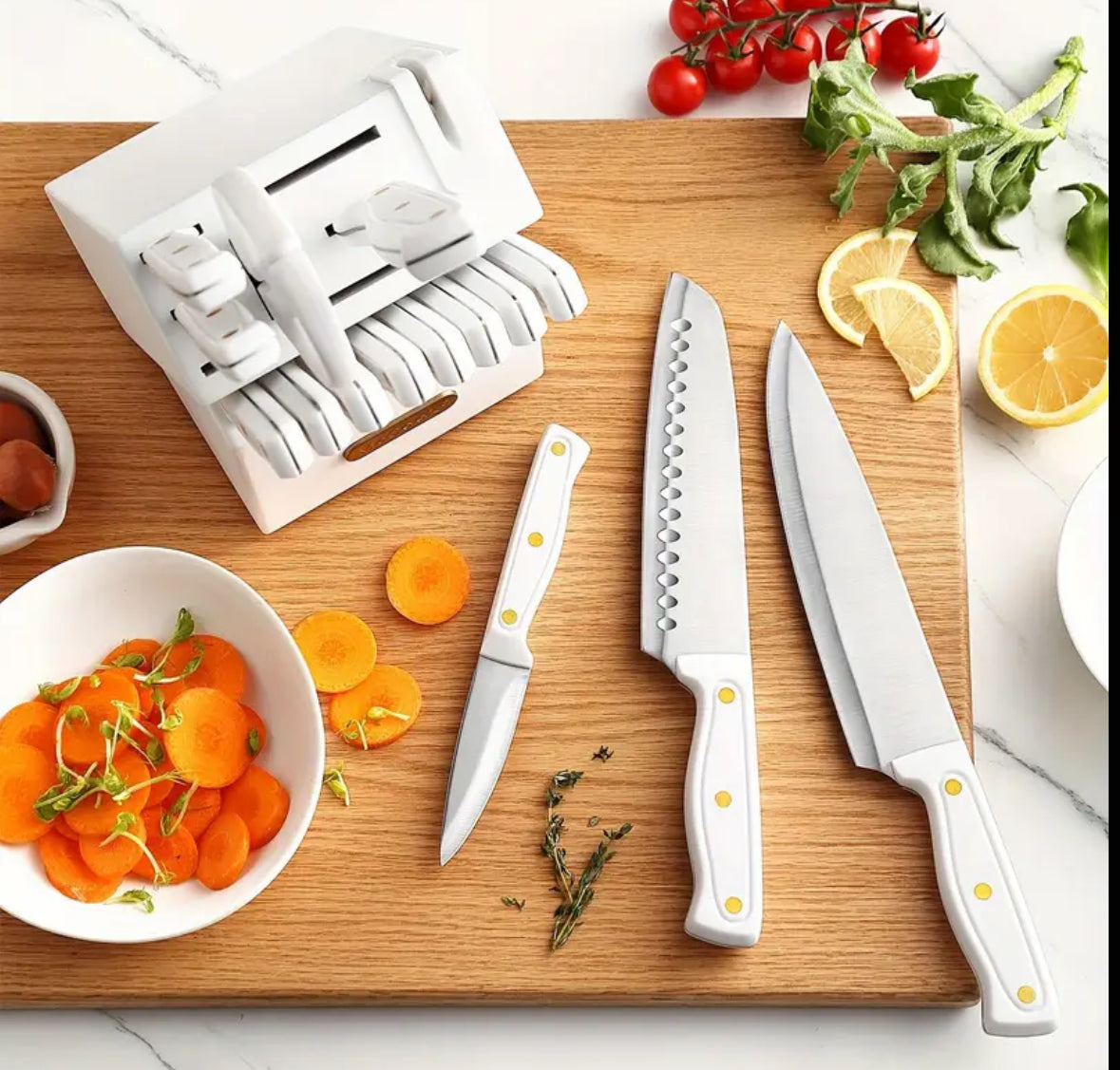 McCook 15-Piece White Knife Block Set