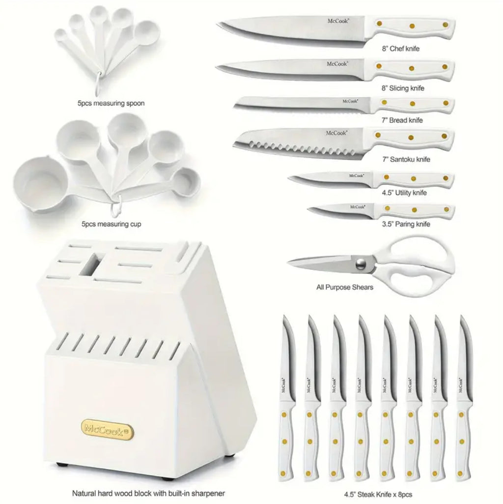 McCook 15-Piece White Knife Block Set