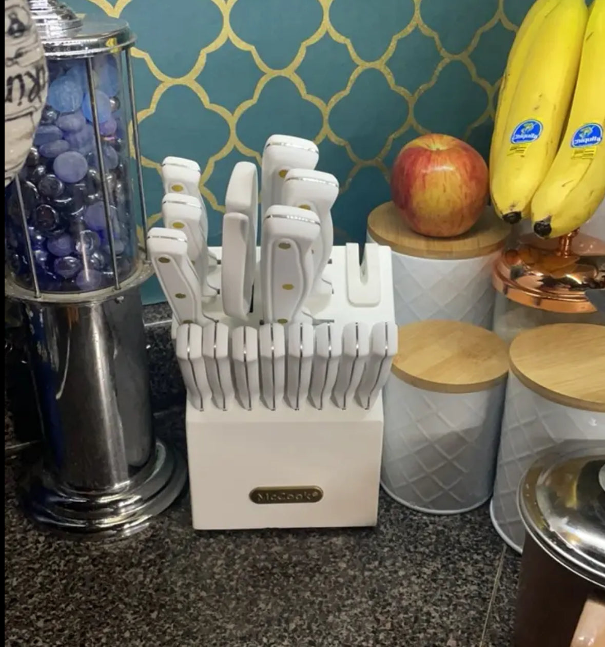 McCook 15-Piece White Knife Block Set