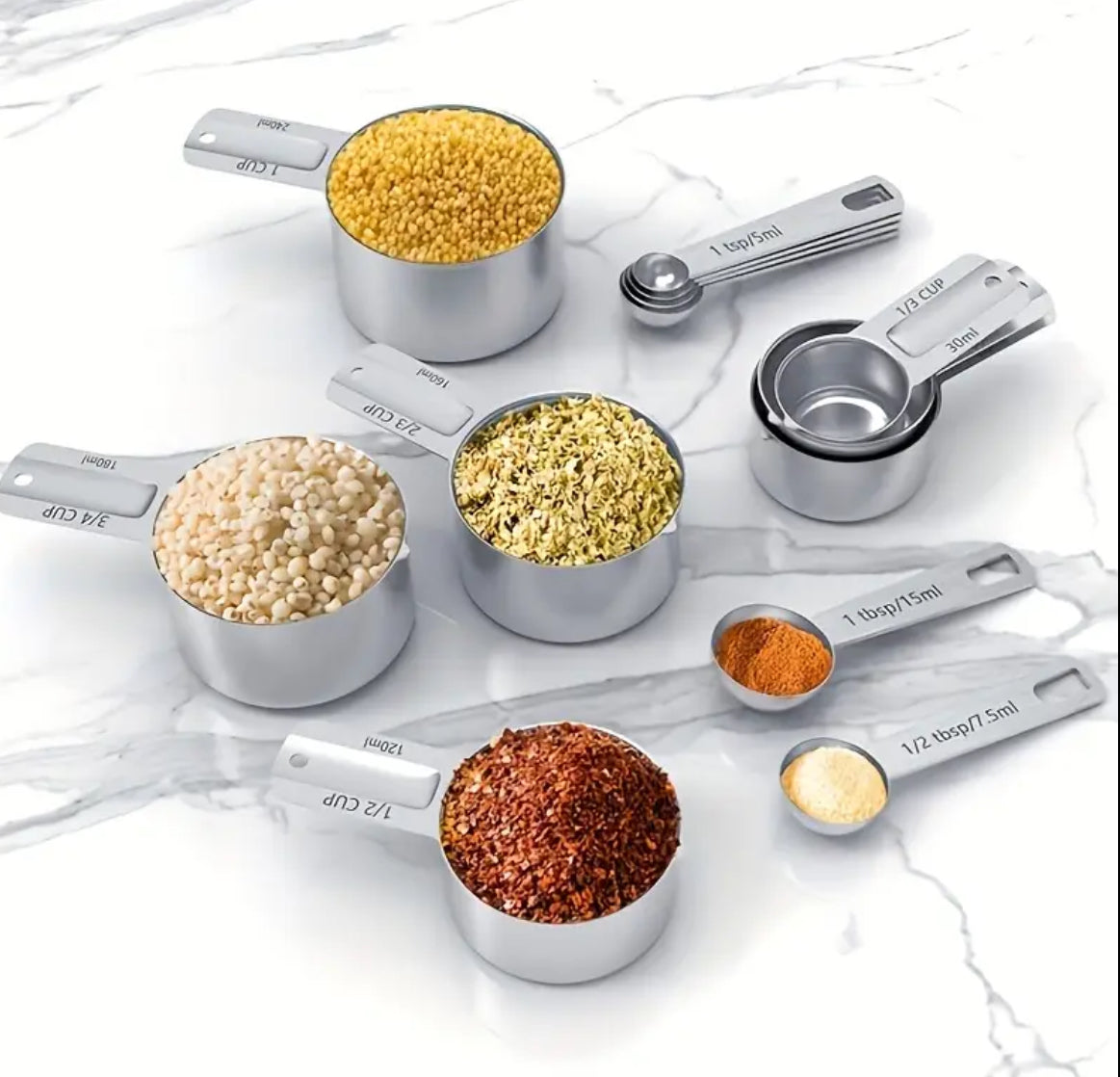 Stainless Steel Measuring Cups & Spoons 13-Piece Set