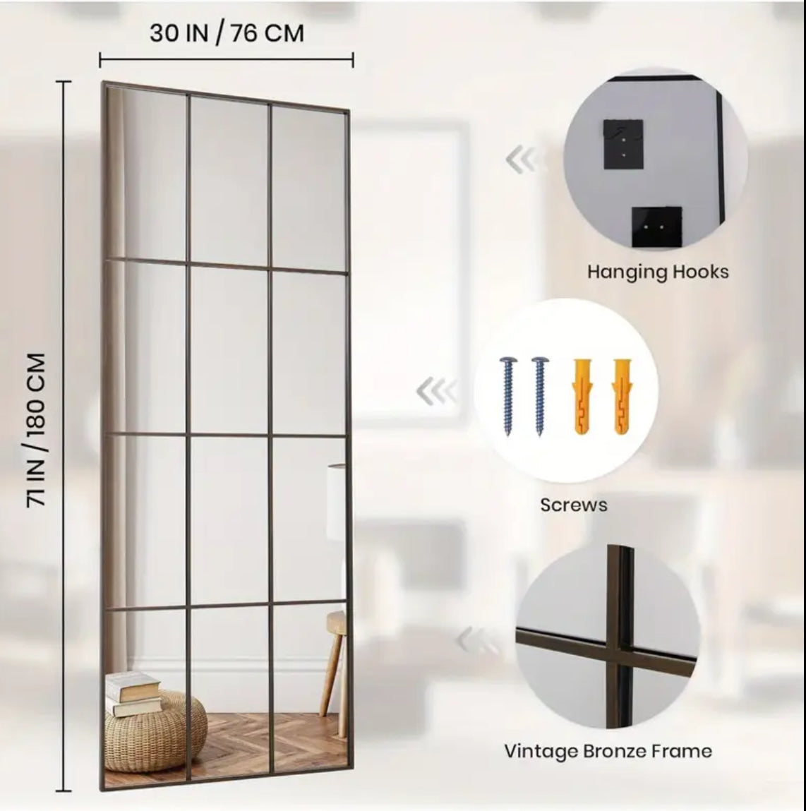Loftview Windowpane Wall Mirror
