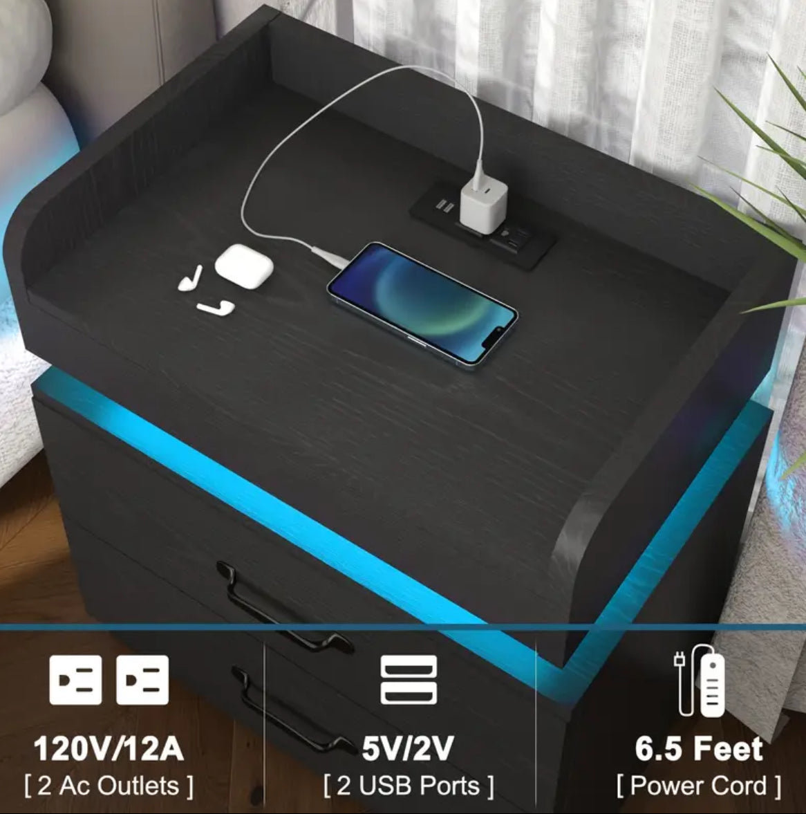 LumiCharge LED Nightstand