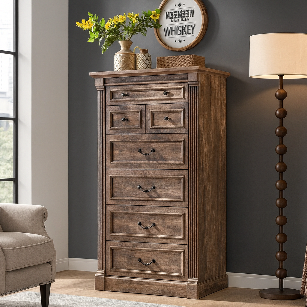 Tall Modern Farmhouse 7 Drawer Dresser