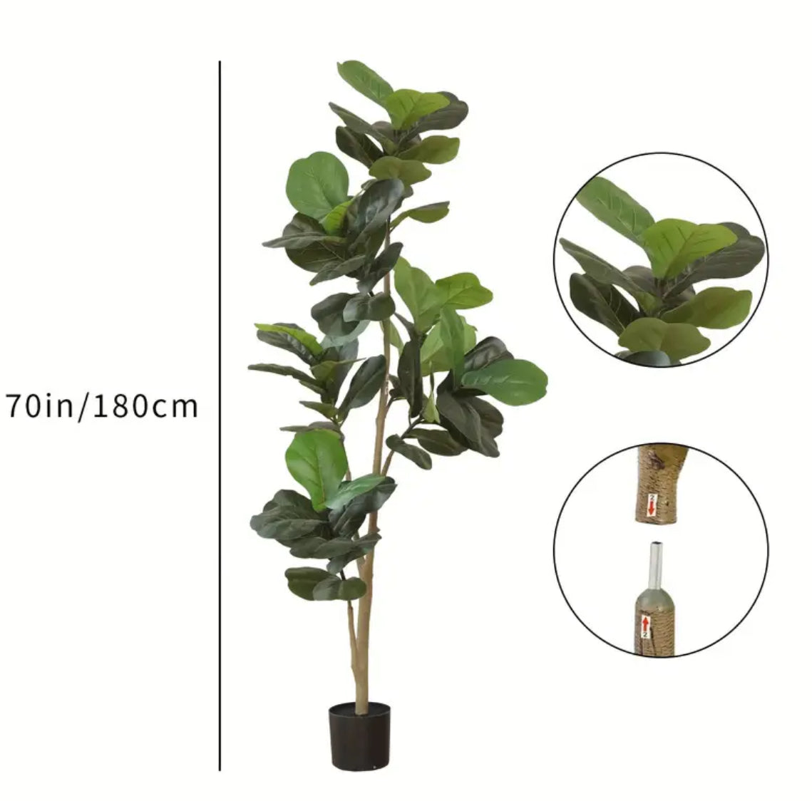 Tall Artificial Fiddle Leaf Fig Tree- 6ft