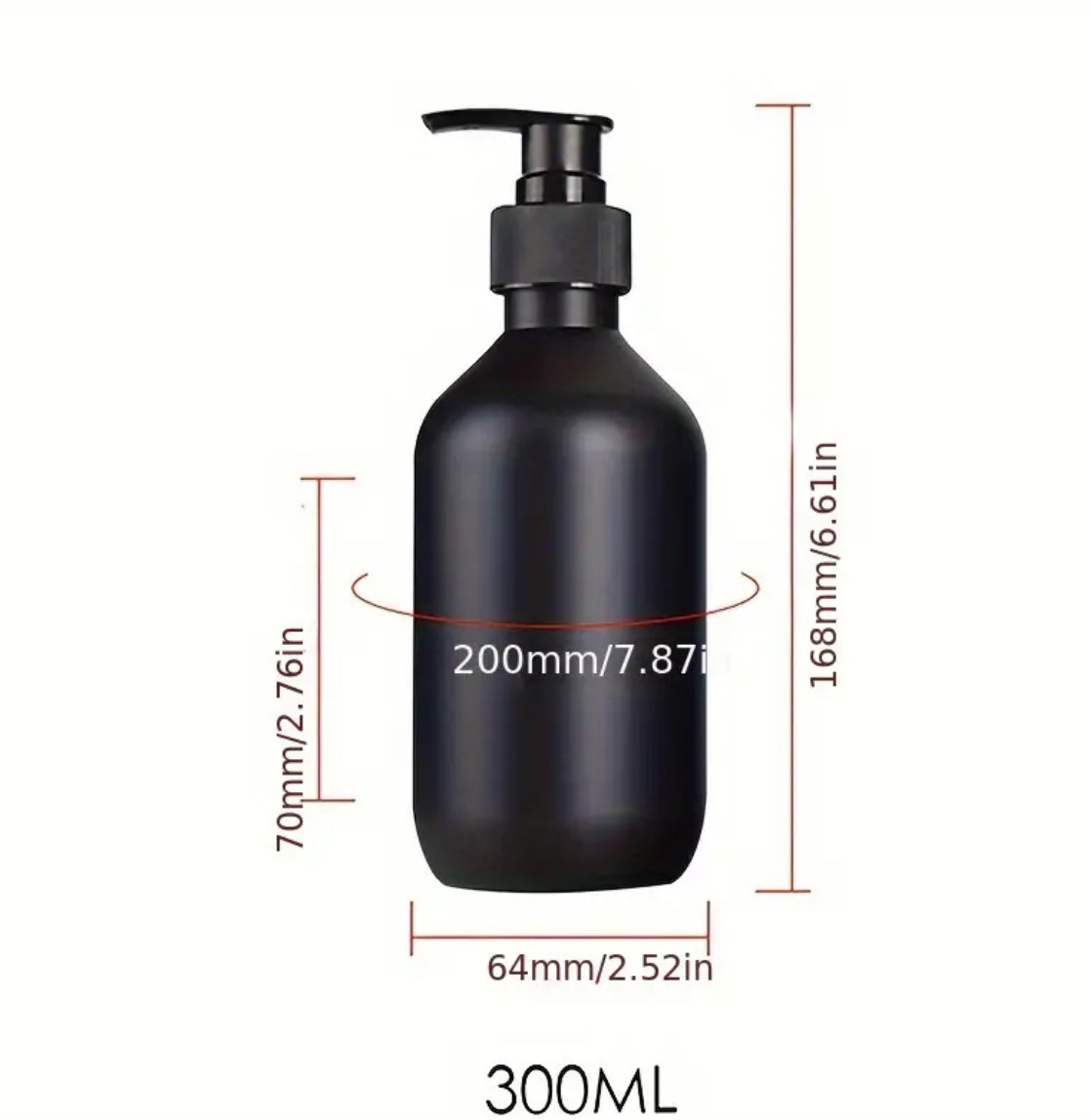 Matte Black Refillable Pump Dispenser Bottle-300ml