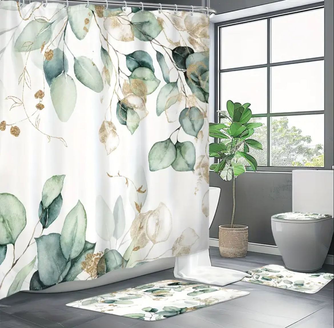 Eucalyptus Leaf 4-Piece Bathroom Set
