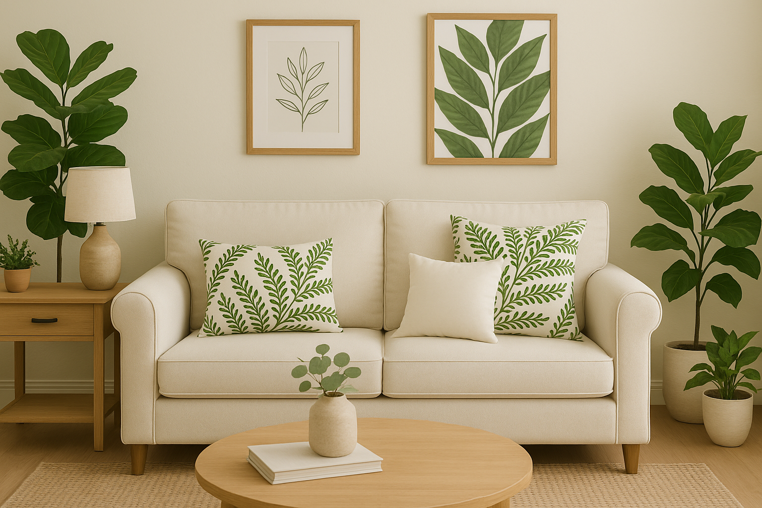 Green Leaf Throw Pillows 1-Piece