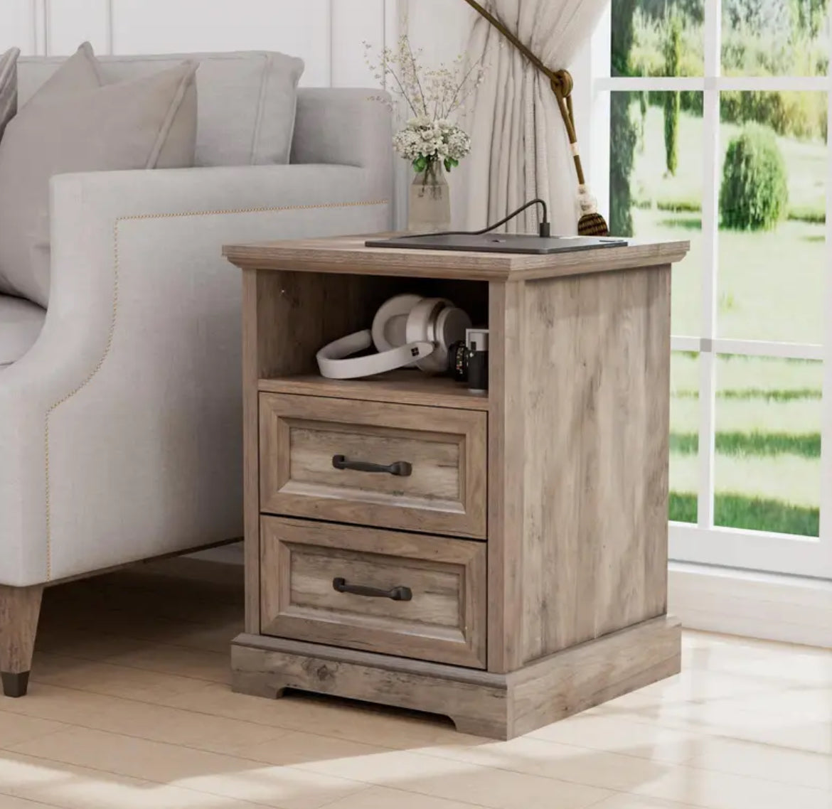 Harbor View Charging Nightstand-2pc