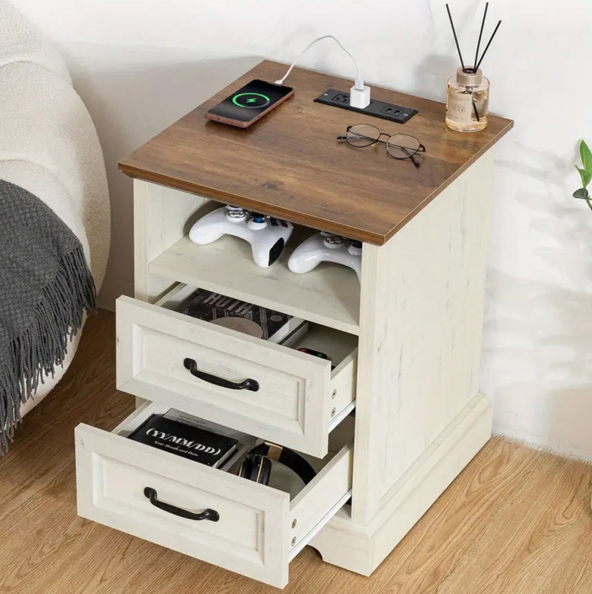 Harbor View Charging Nightstand-2pc