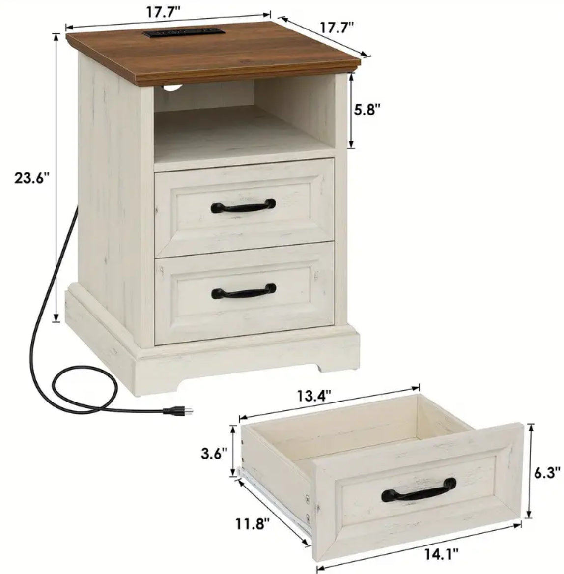 Harbor View Charging Nightstand-2pc