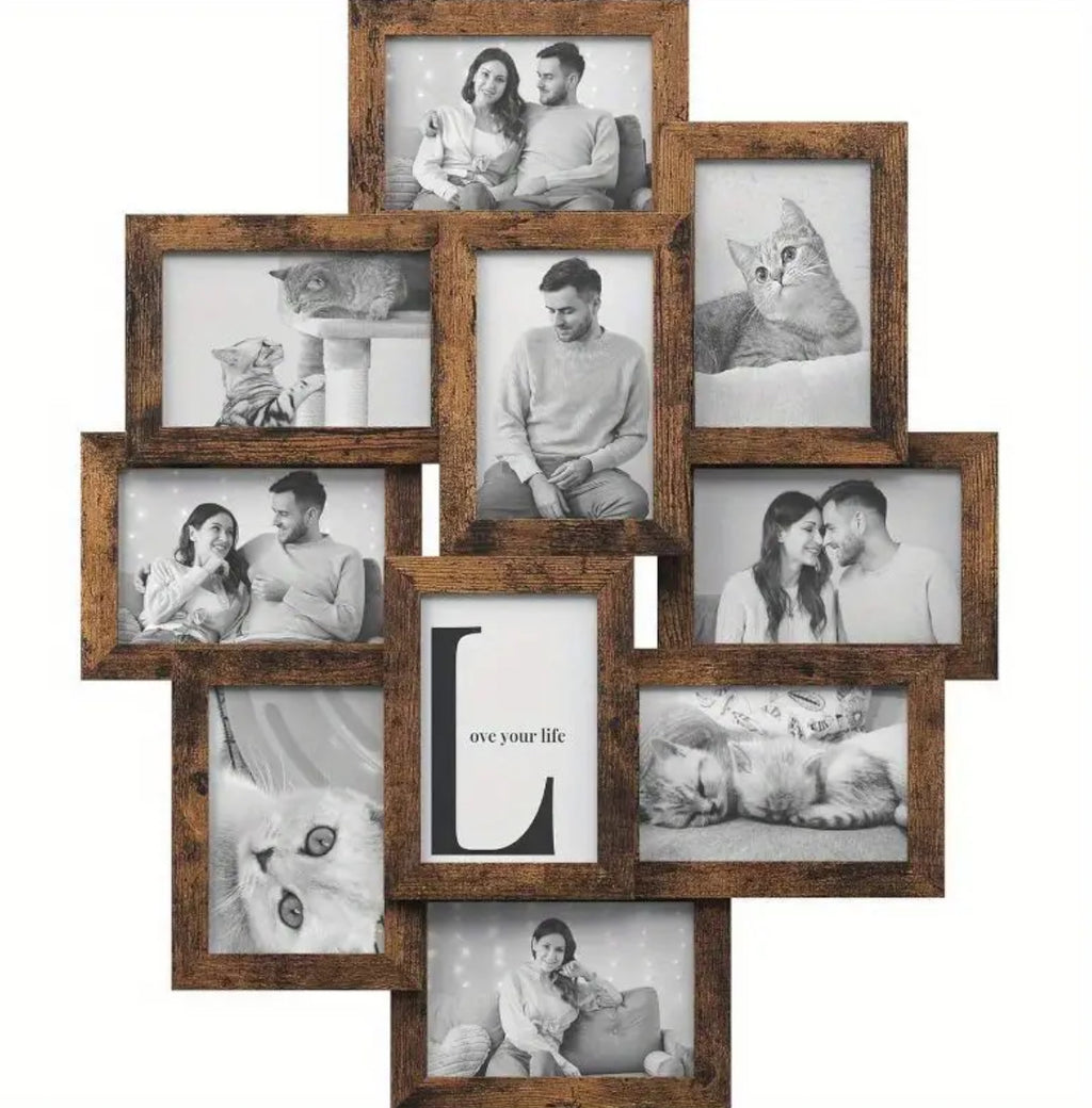 Rustic Brown 10-Opening College Picture Frame