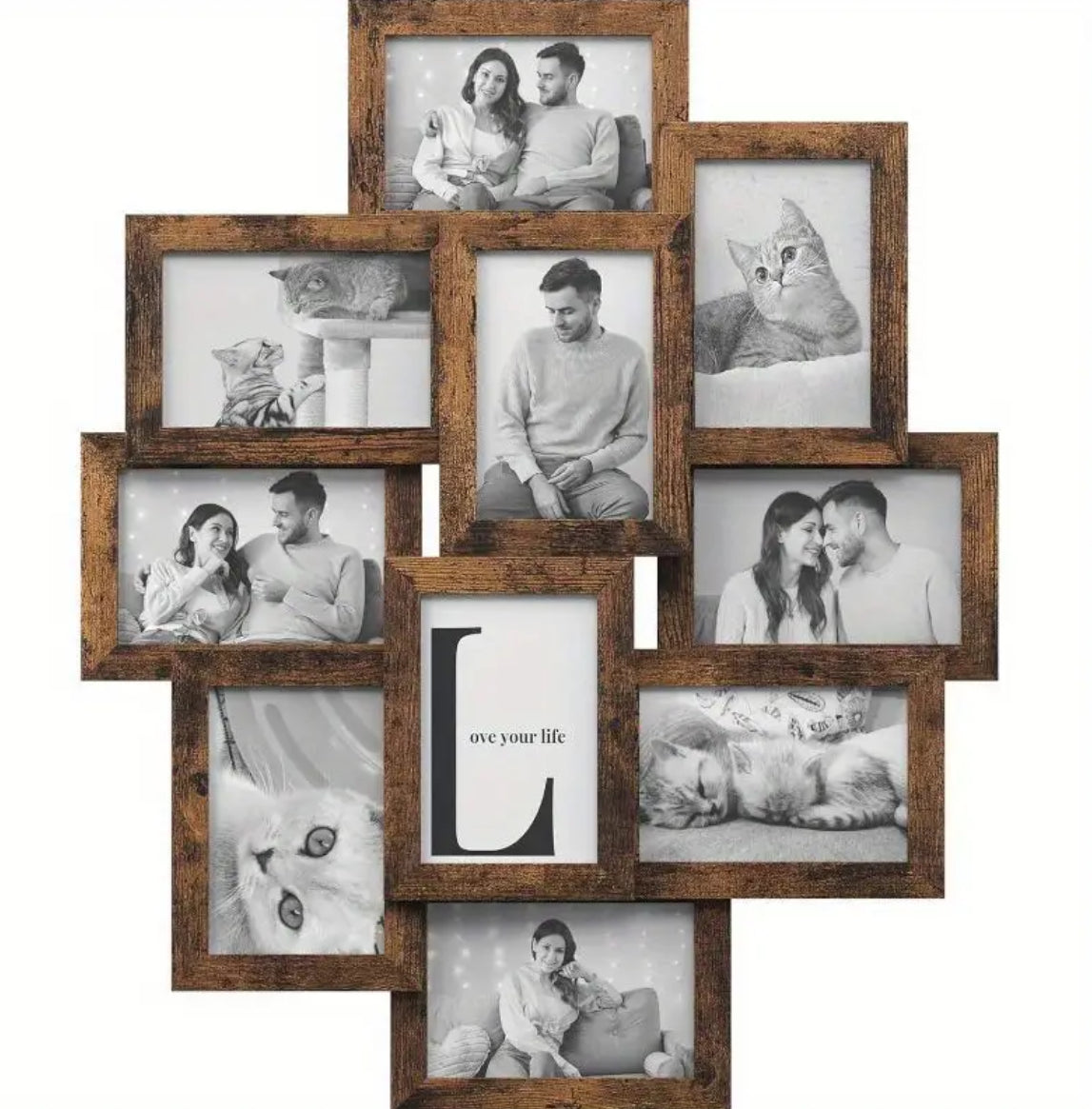 Rustic Brown 10-Opening College Picture Frame