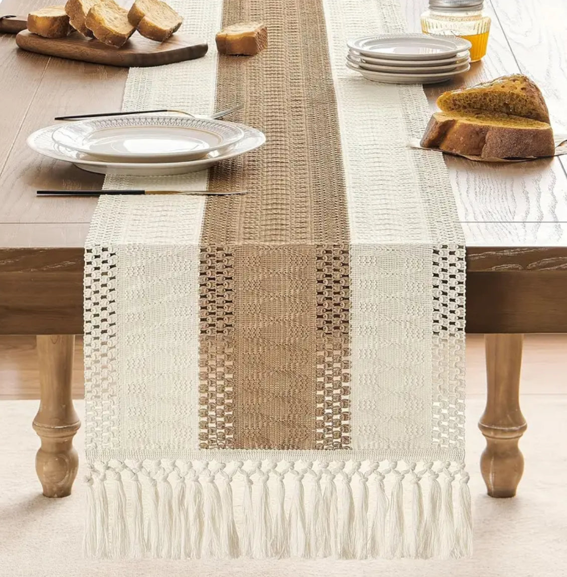 Rustic Charm Macrame Table Runner