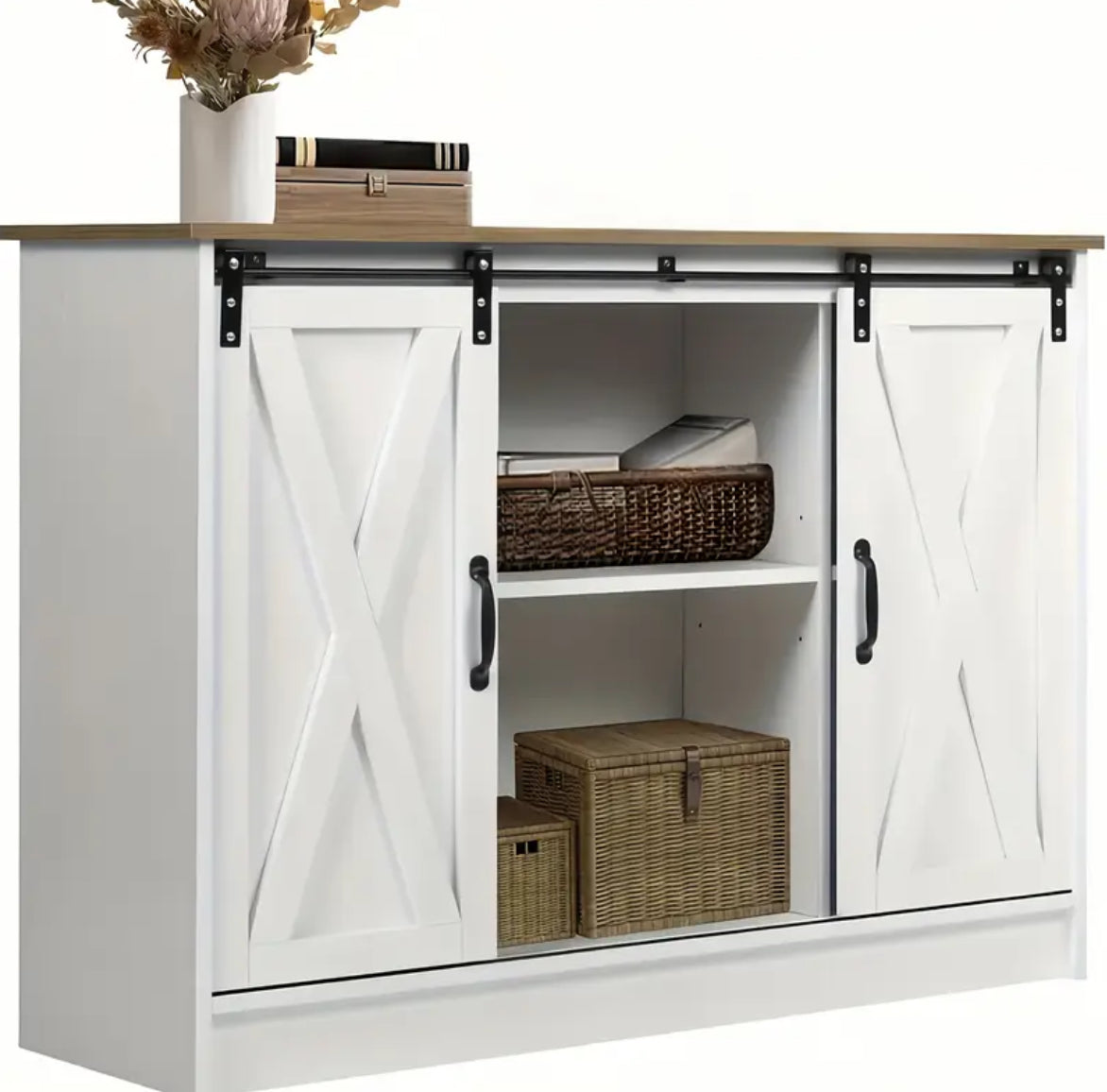 Rustic Haven Sliding Barn Door Cabinet
