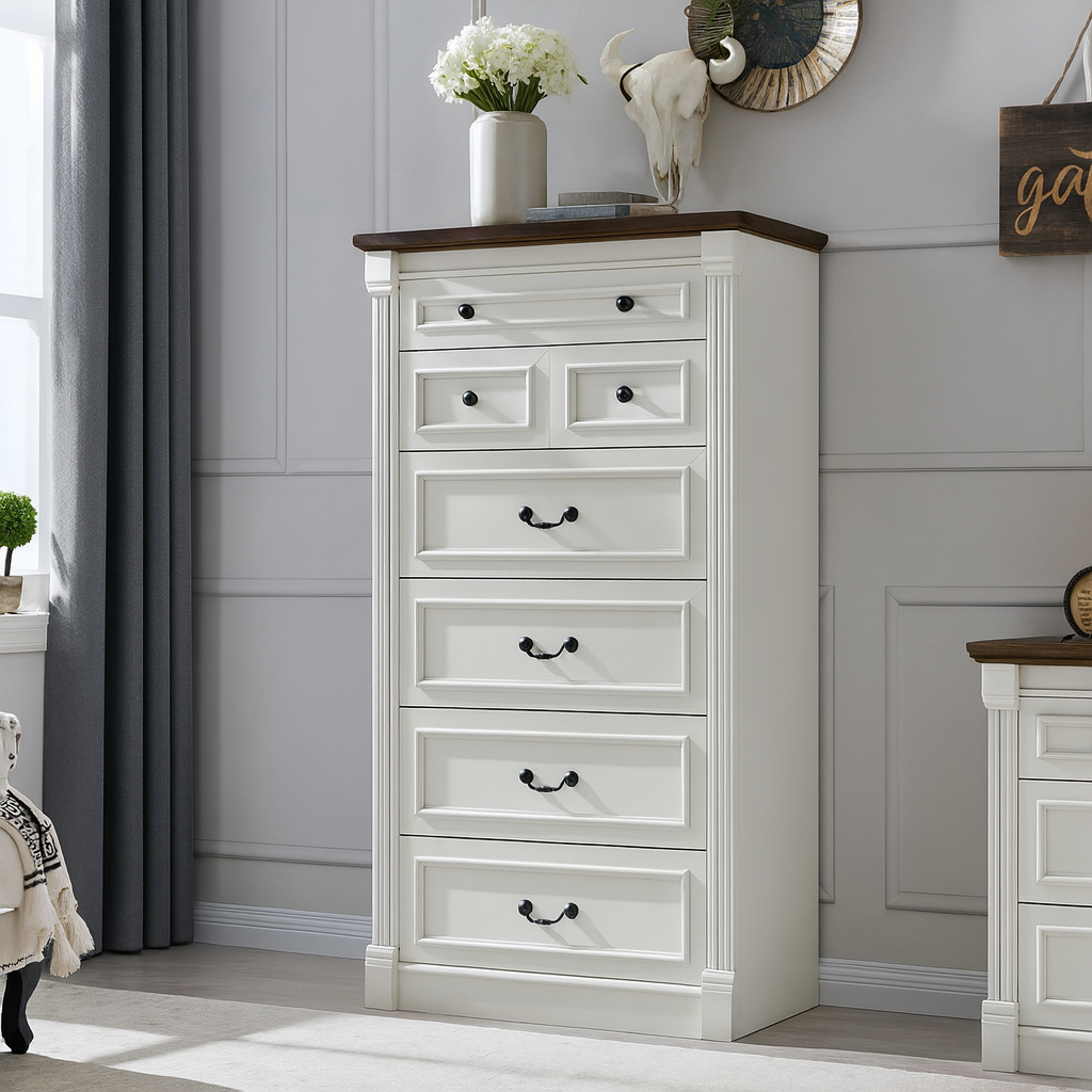 Tall Modern Farmhouse 7 Drawer Dresser