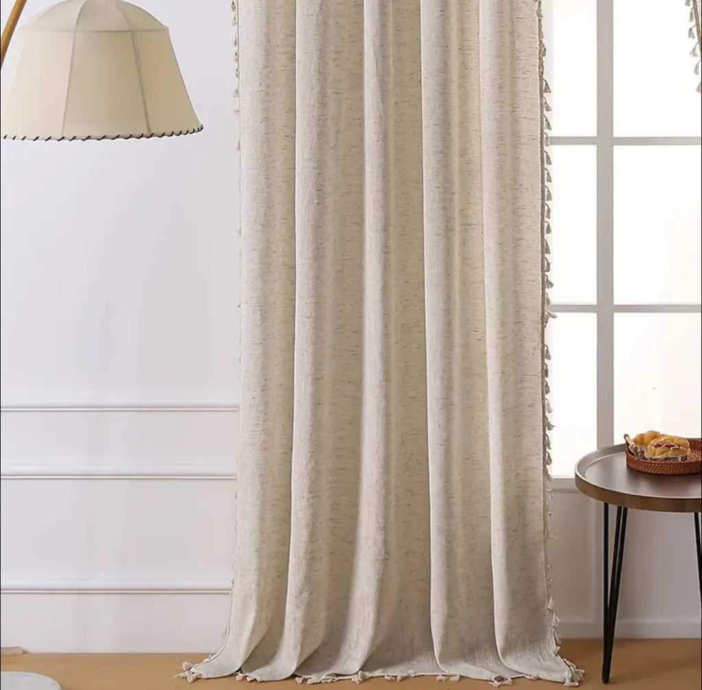 Minimalist Tassel Trim Curtains-2 Piece set