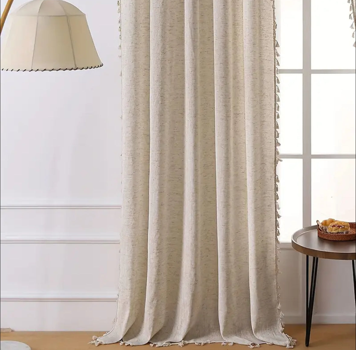Minimalist Tassel Trim Curtains-2 Piece set