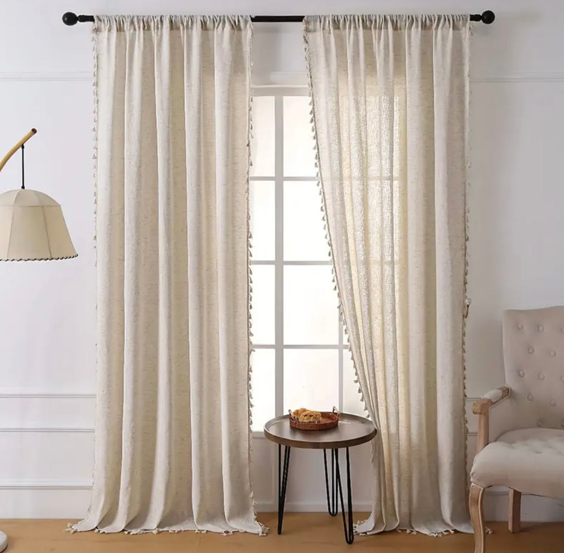 Minimalist Tassel Trim Curtains-2 Piece set